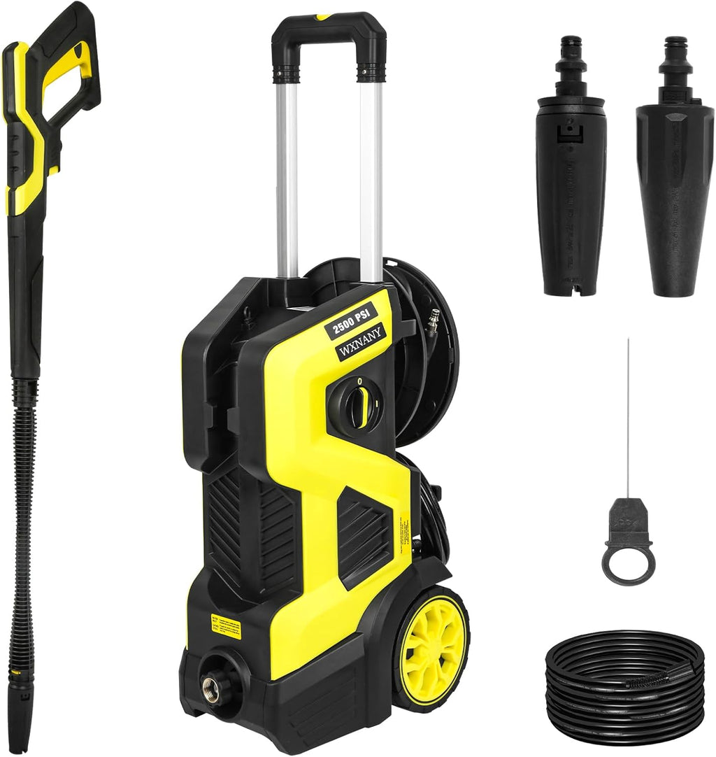 2500 PSI Electric Pressure Washer, Portable Power Washer with Anti-Twist Hose Reel, Detergent Tank, Quick-Connect Nozzles & Auto Stop System for Cars, Driveways, Patios, Decks & Home Cleaning
