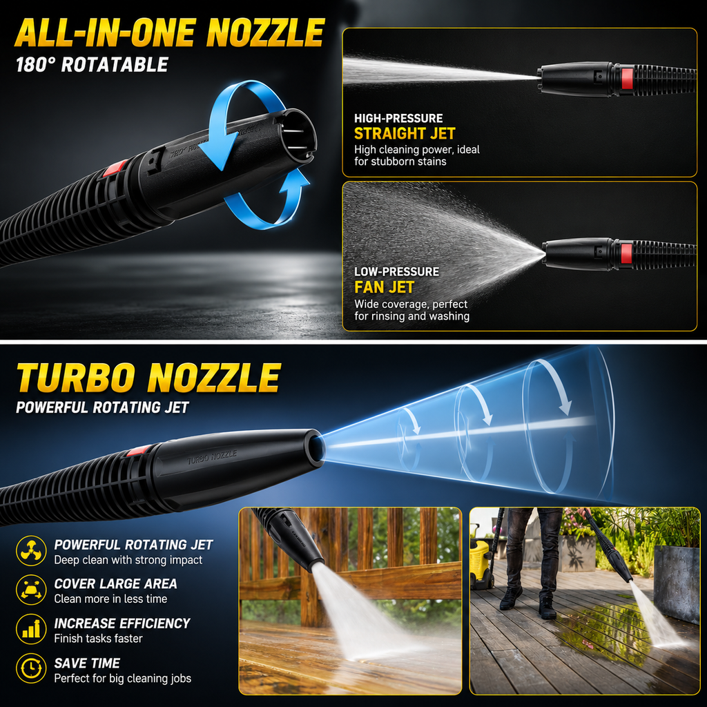 2500 PSI Electric Pressure Washer, Portable Power Washer with Anti-Twist Hose Reel, Detergent Tank, Quick-Connect Nozzles & Auto Stop System for Cars, Driveways, Patios, Decks & Home Cleaning