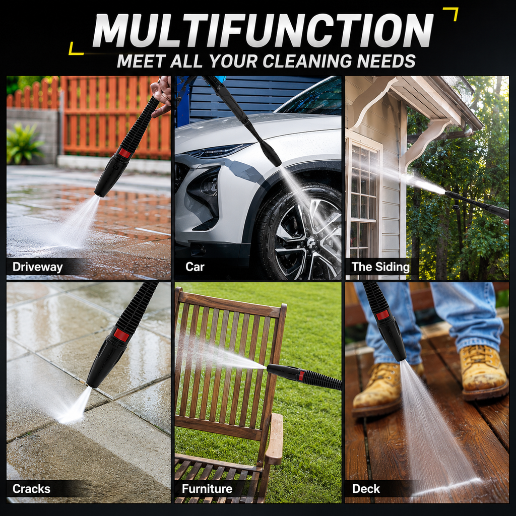2500 PSI Electric Pressure Washer, Portable Power Washer with Anti-Twist Hose Reel, Detergent Tank, Quick-Connect Nozzles & Auto Stop System for Cars, Driveways, Patios, Decks & Home Cleaning