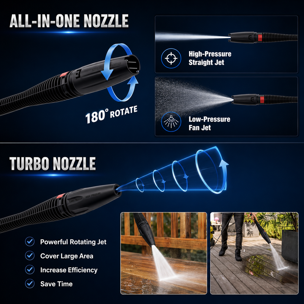 2500 PSI Electric Pressure Washer, Portable Power Washer with Anti-Twist Hose Reel, Detergent Tank, Quick-Connect Nozzles & Auto Stop System for Cars, Driveways, Patios, Decks & Home Cleaning