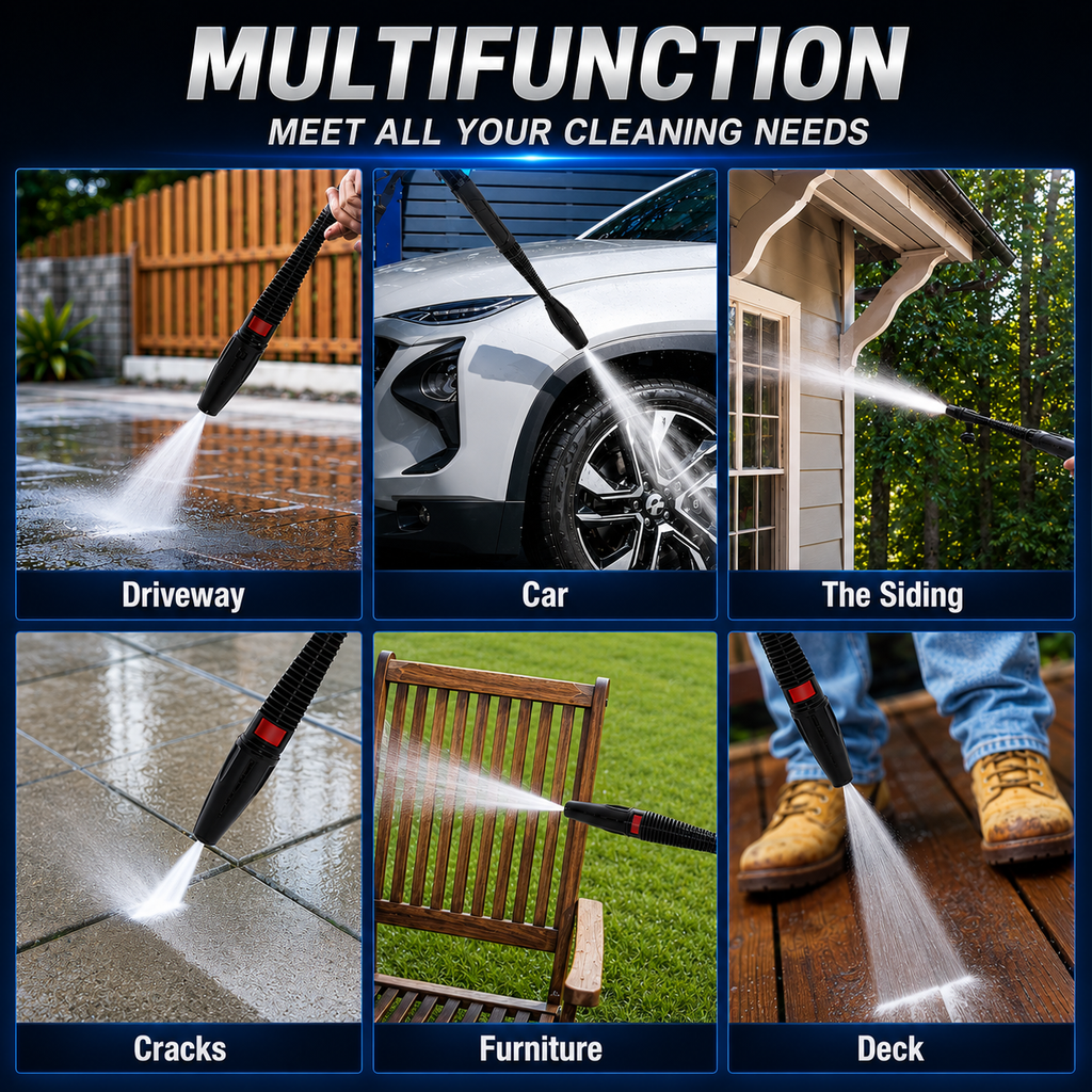 2500 PSI Electric Pressure Washer, Portable Power Washer with Anti-Twist Hose Reel, Detergent Tank, Quick-Connect Nozzles & Auto Stop System for Cars, Driveways, Patios, Decks & Home Cleaning
