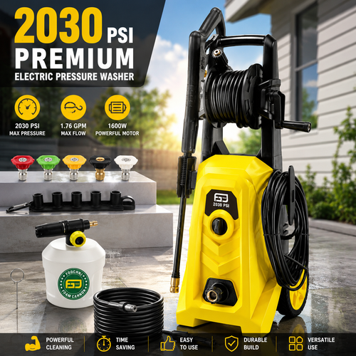 Electric Pressure Washer 2030 PSI, 1.76 GPM Portable Power Washer with Foam Cannon, 1800W High Pressure Cleaner for Car Washing, Driveways, Patios, Decks & Outdoor Cleaning