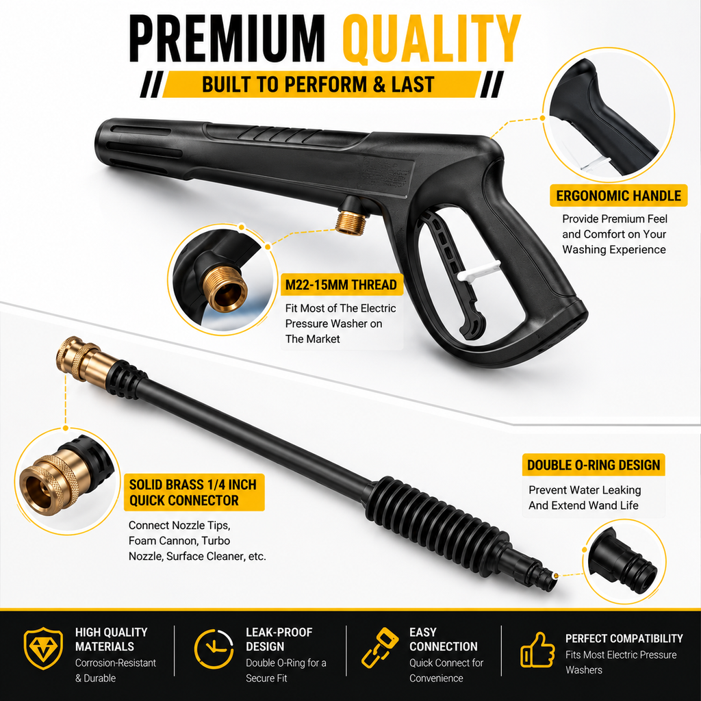 Electric Pressure Washer 2030 PSI, 1.76 GPM Portable Power Washer with Foam Cannon, 1800W High Pressure Cleaner for Car Washing, Driveways, Patios, Decks & Outdoor Cleaning