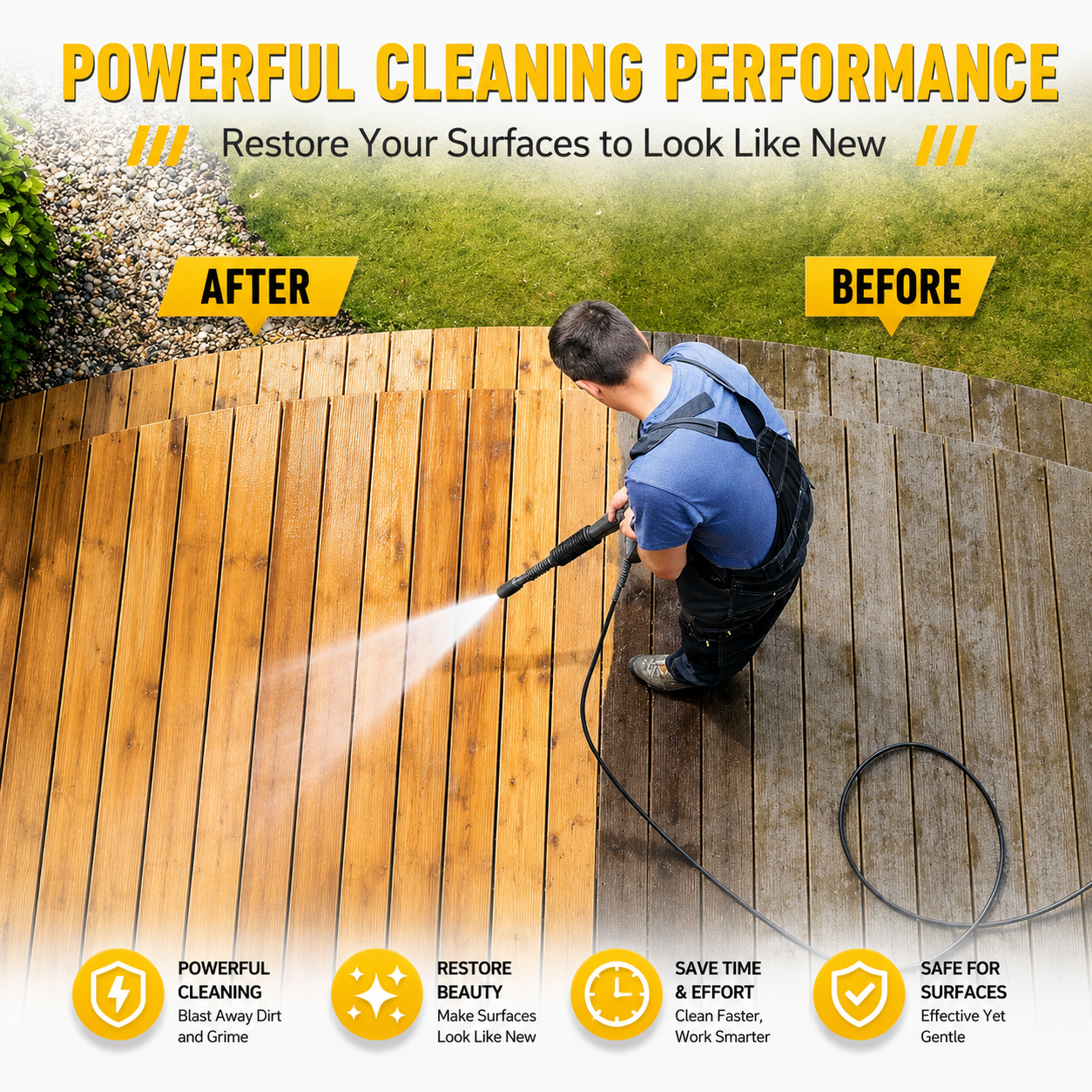 Electric Pressure Washer 2030 PSI, 1.76 GPM Portable Power Washer with Foam Cannon, 1800W High Pressure Cleaner for Car Washing, Driveways, Patios, Decks & Outdoor Cleaning